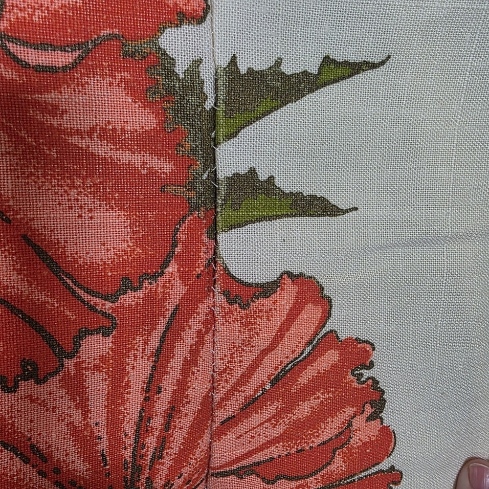 Vtg 60s ALFRED SHAHEEN Poppy Print Hawaiian Cheongsam Dress Hand Printed Hawaii - Picture 11 of 16